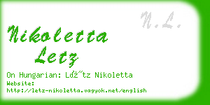 nikoletta letz business card